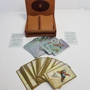 Western Wagon Train Mahogany Playing‎ Card Box Vintage Coffee Table Display